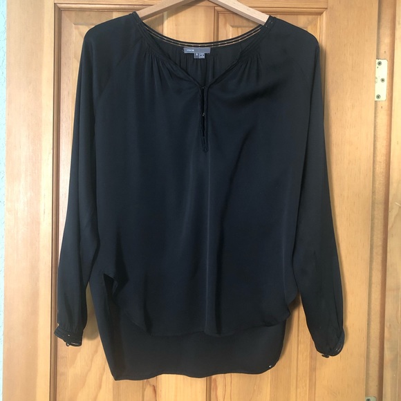 Vince Silk Georgette Smocked Tunic Top - Picture 2 of 8